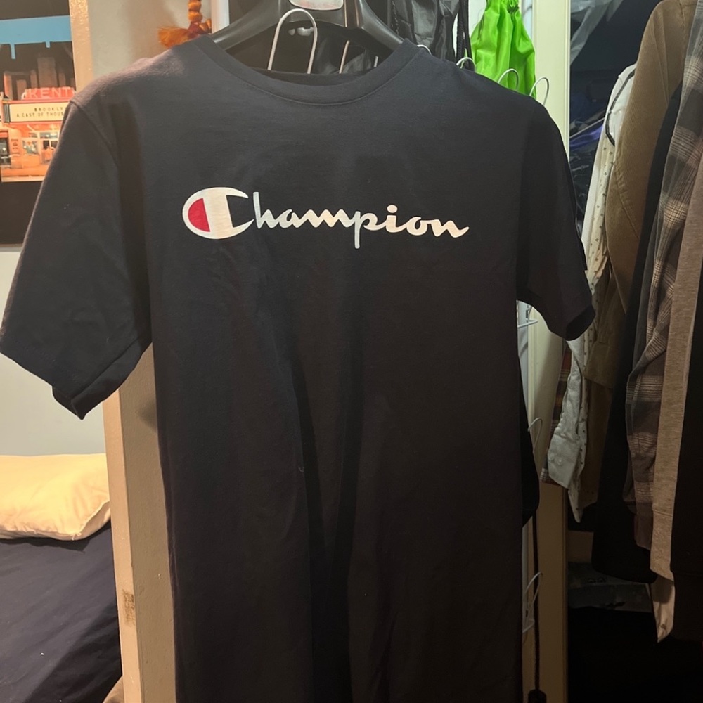 Champion Life Men’s Tee, Script Logo Navy